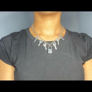 Lock and Key Charm Necklace Silver-SHEIN